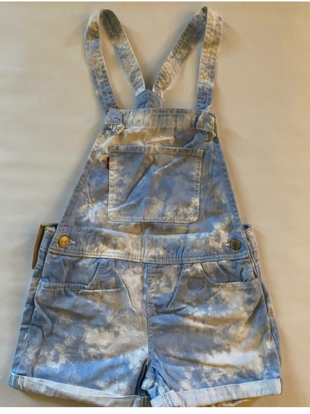 Levi’s Overall Shorts, Denim, Cloud Blue & White, Girls Classic 12 Casual Jean